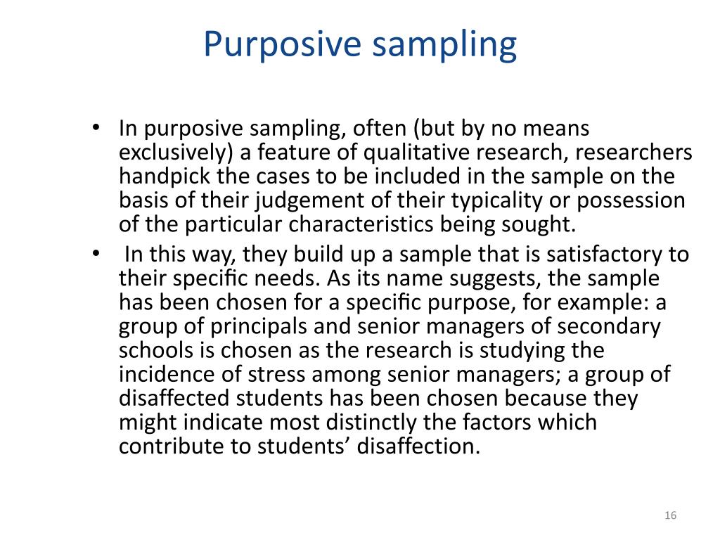 quantitative research typically uses purposive sampling