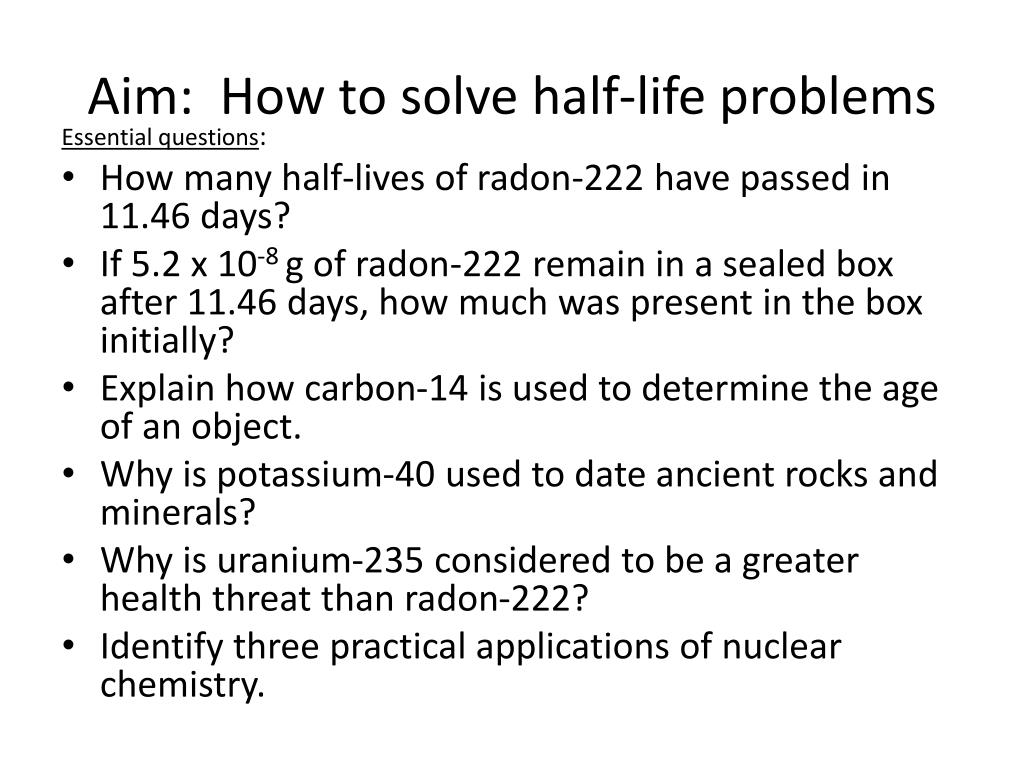 Solving Half-Life Problems 