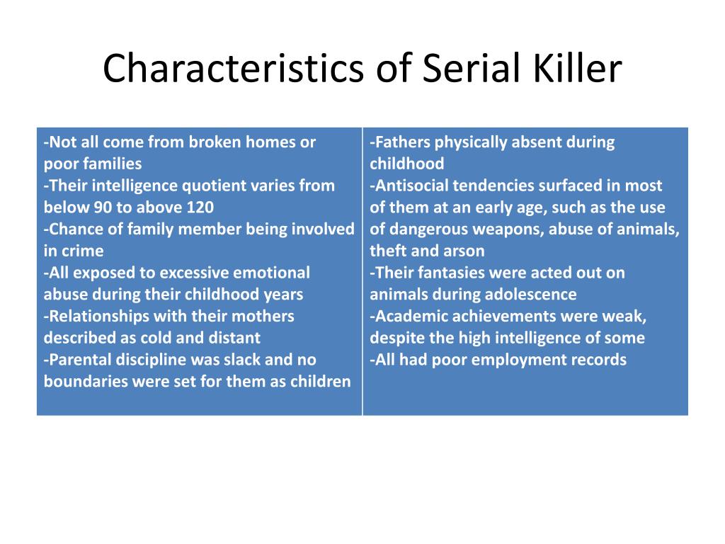 common physical traits of serial killers