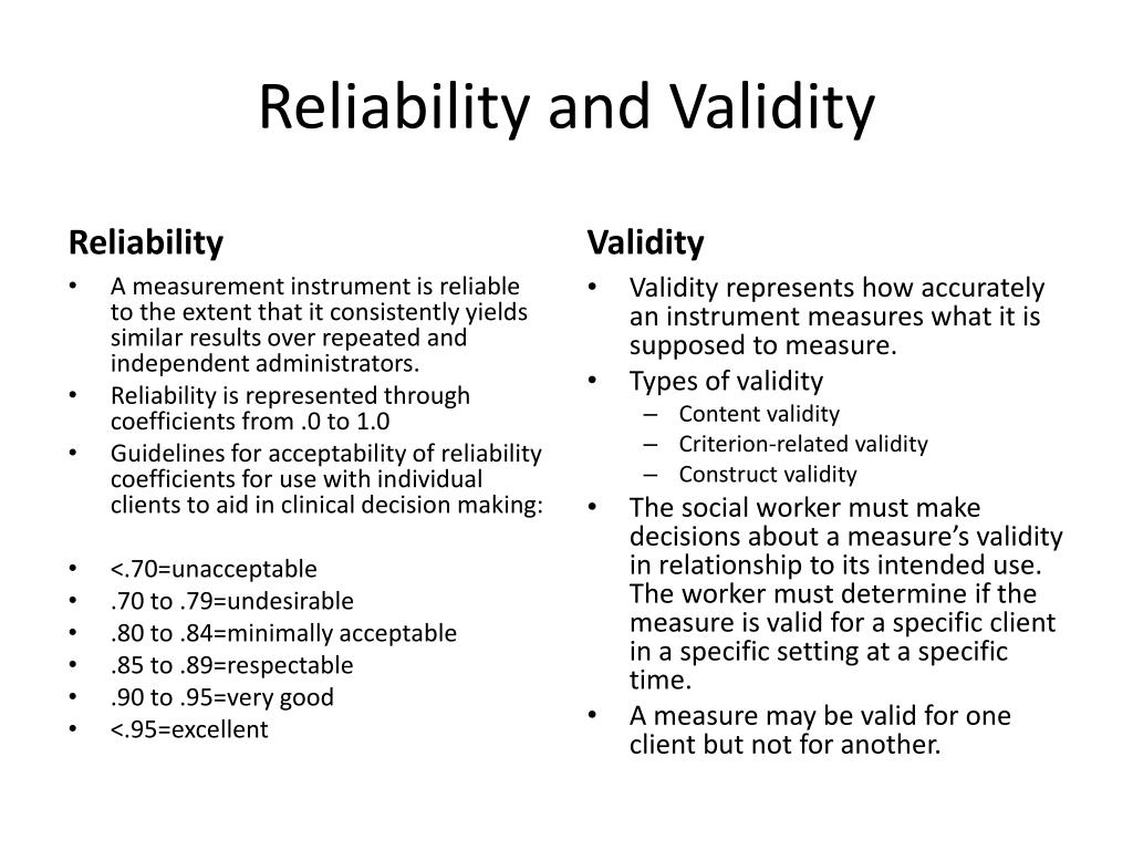 differentiate between a reliable test and a valid test.