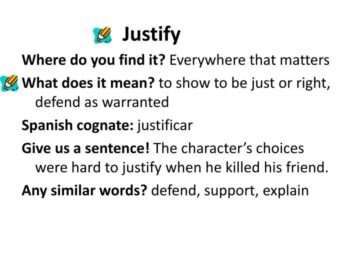what does justify mean in an assignment