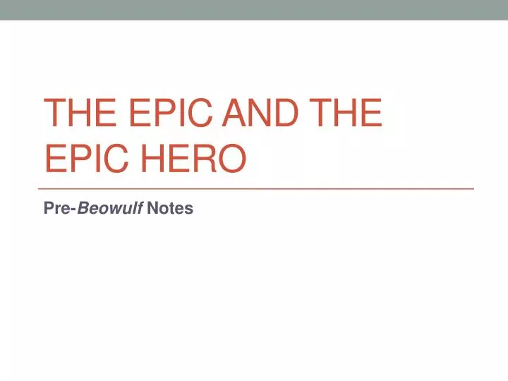 the epic and the epic hero n.