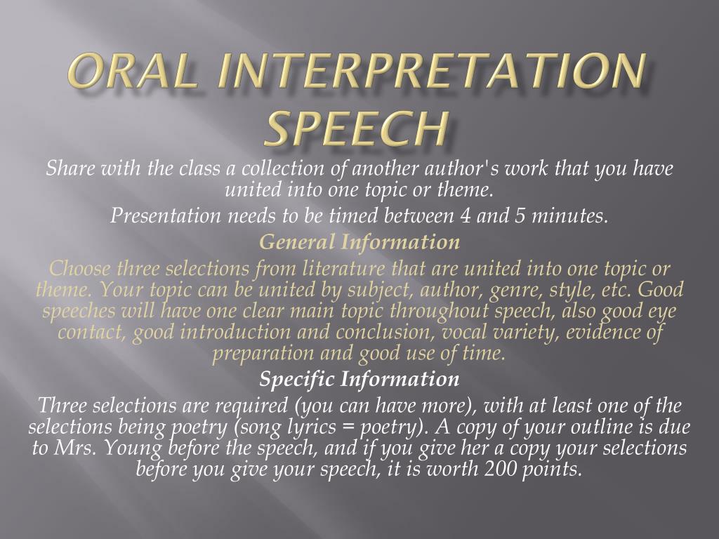 oral presentation speeches