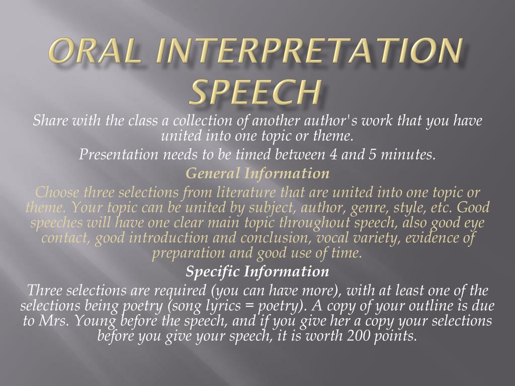 PPT Oral Interpretation Speech PowerPoint Presentation Free Download 