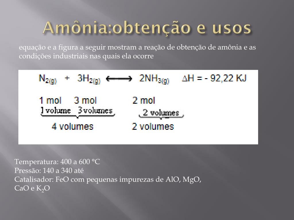 Os Seguintes Dados Referem Se A Decomposicao Da Amonia