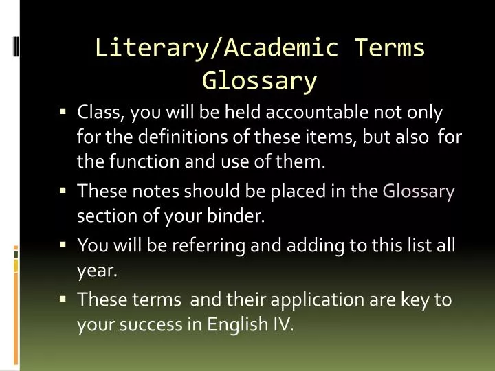 Glossary literary terms