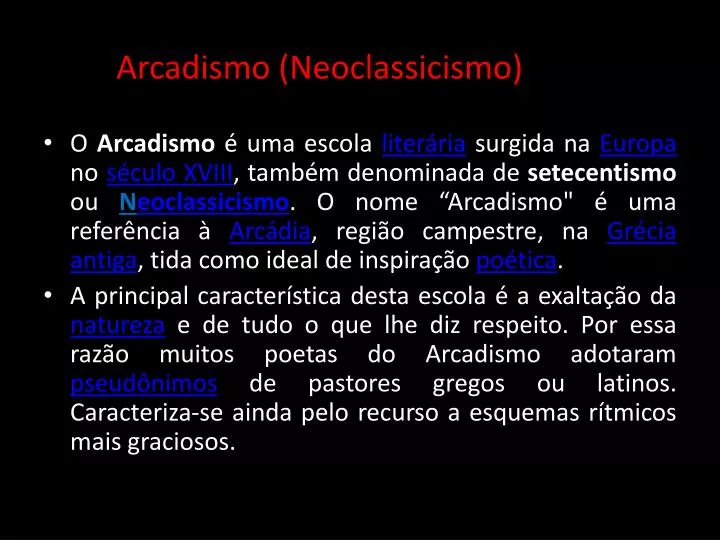 arcadismo neoclassicismo n.