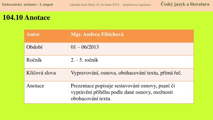 vypravování osnova