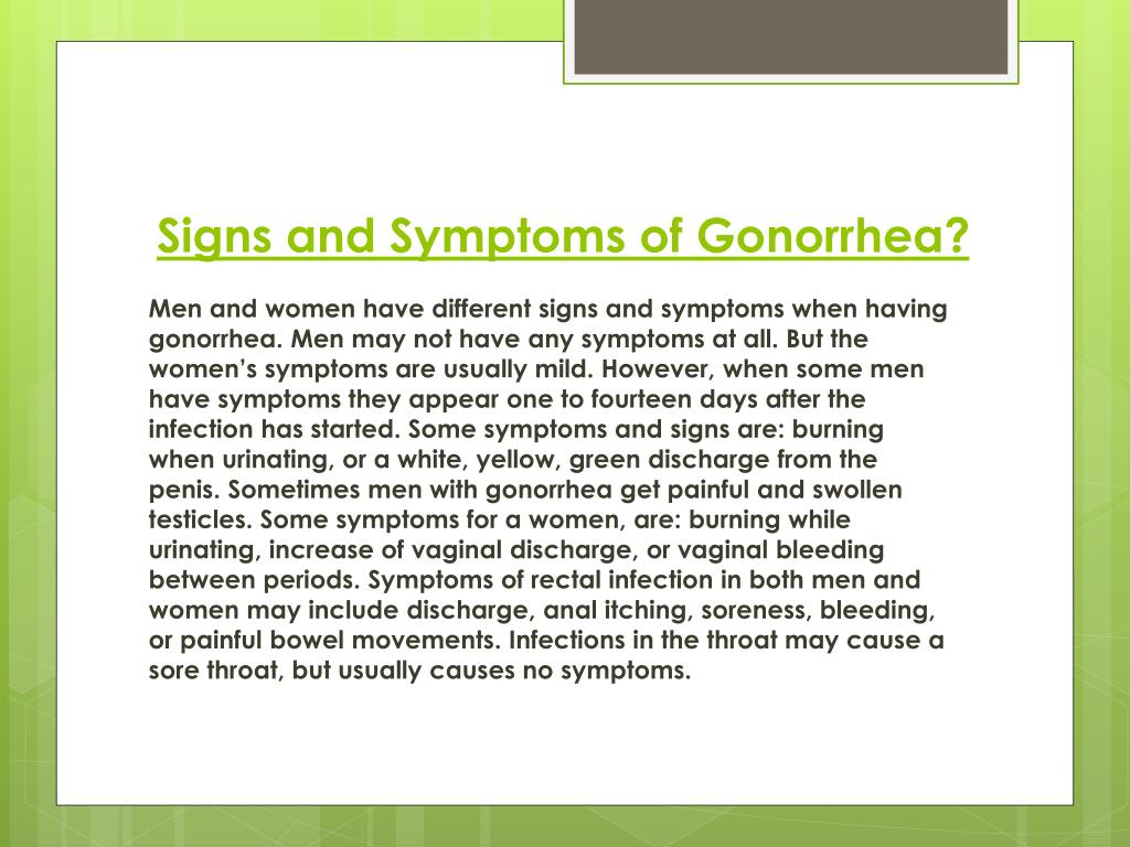 gonorrhea symptoms female