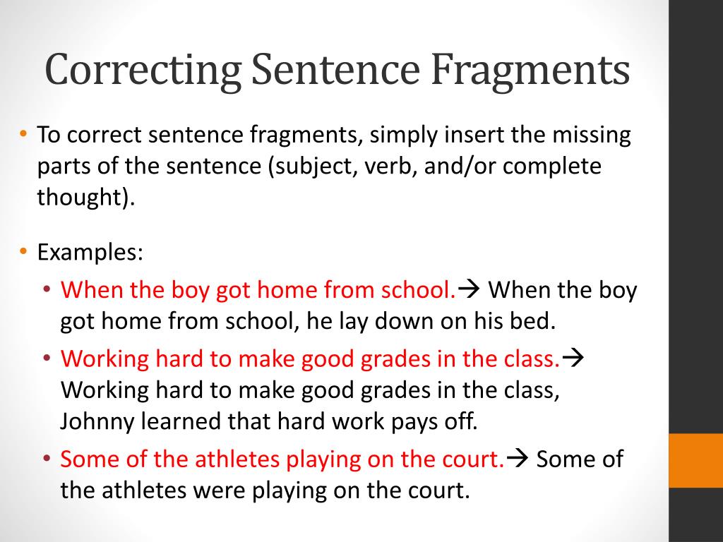 Identifying And Correcting Sentence Fragments Worksheet