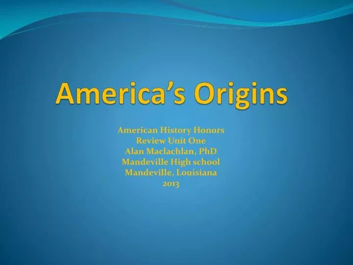 america s origins n.