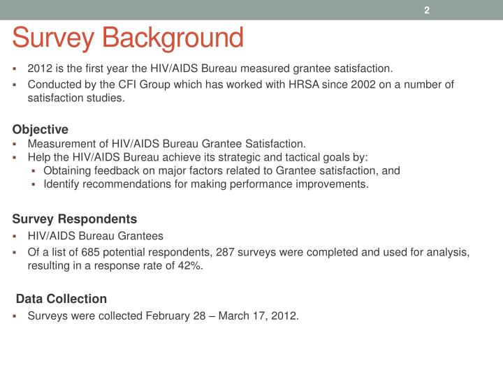 PPT - HIV/AIDS Bureau 2012 Grantee Satisfaction Survey: Response and ...