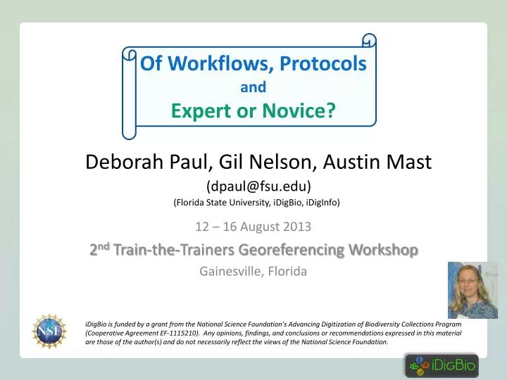 of workflows protocols and expert or novice n.