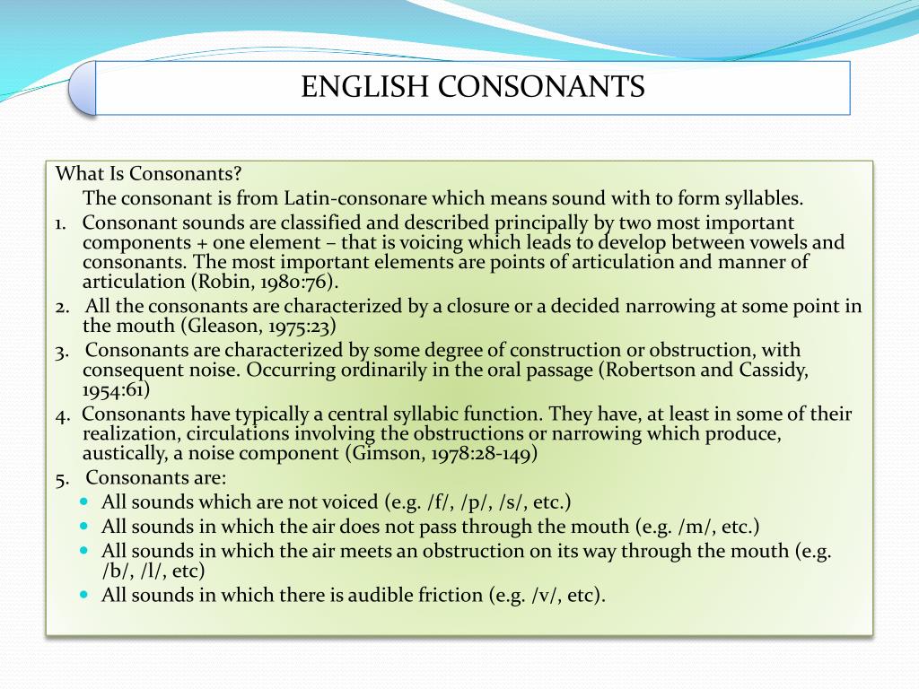 Consonants: Plosives [p], [b], [t], [d], [k], [g]. - ppt download