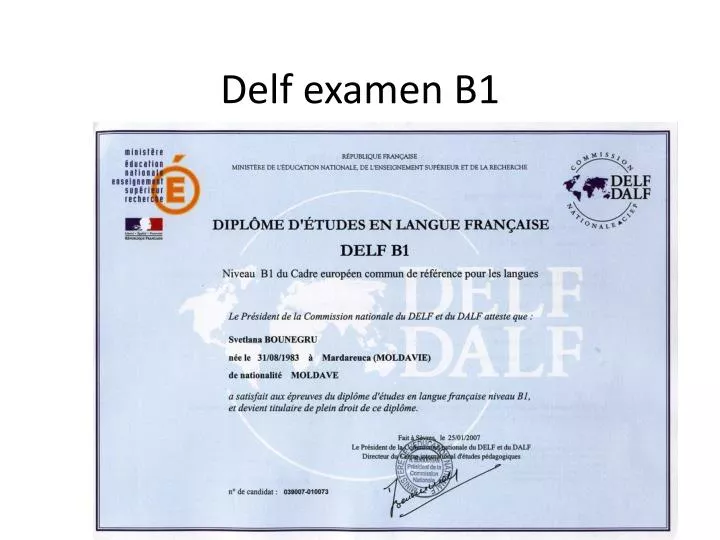 PPT  Delf examen B1 PowerPoint Presentation, free download  ID2145838