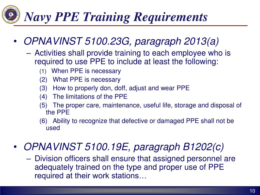 PPT Training Developed by the Navy PPE Working Group and Naval Safety Center 05 March 2013