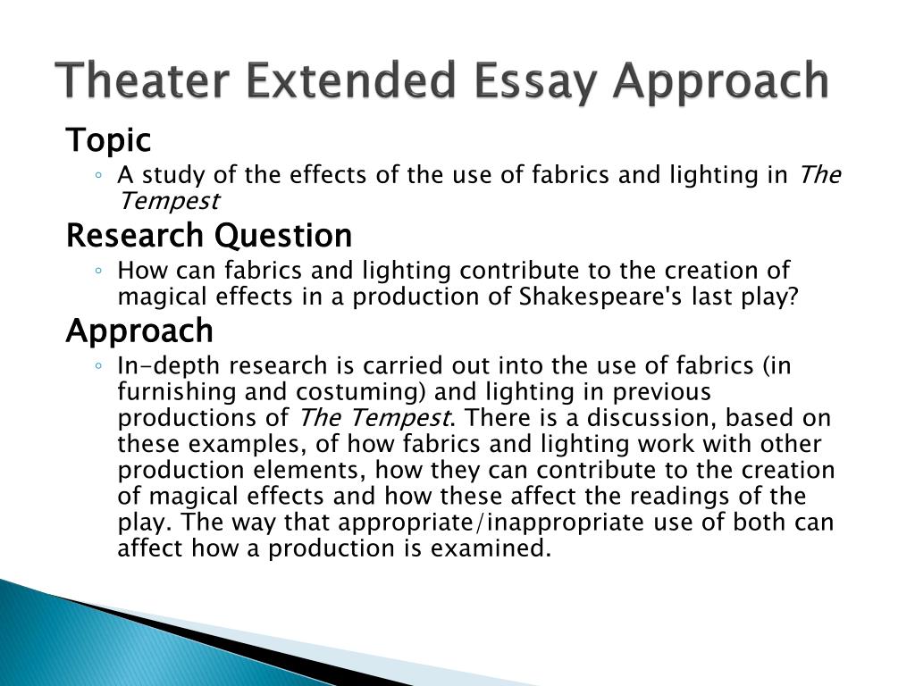 extended essay theatre examples