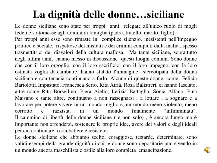 PPT La Dignit Delle Donne siciliane PowerPoint Presentation Free 