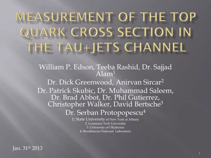 measurement of the top quark cross section in the tau jets channel n.