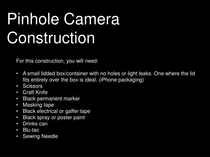 PPT Pinhole Camera Construction PowerPoint Presentation, free