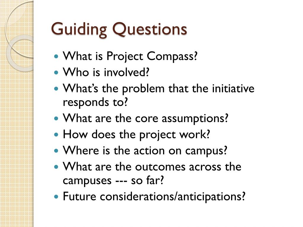 guiding questions for research project