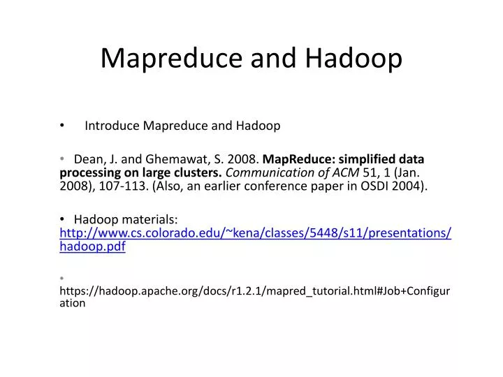 mapreduce and hadoop n.