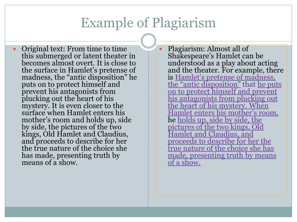 paraphrasing and plagiarism examples