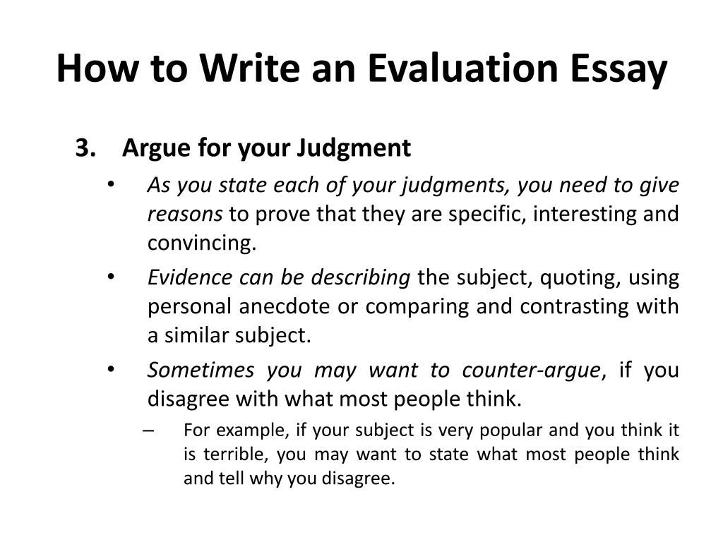 argument of evaluation essay topics