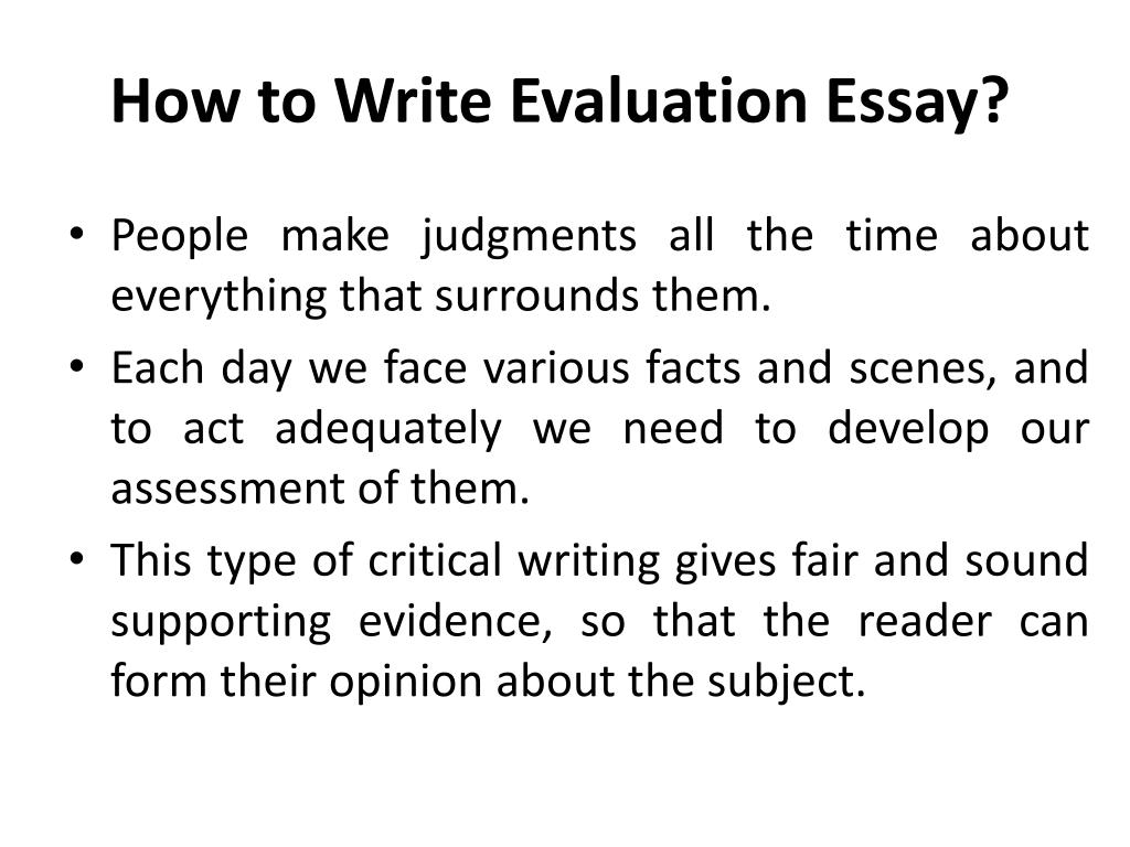 evaluate meaning essay