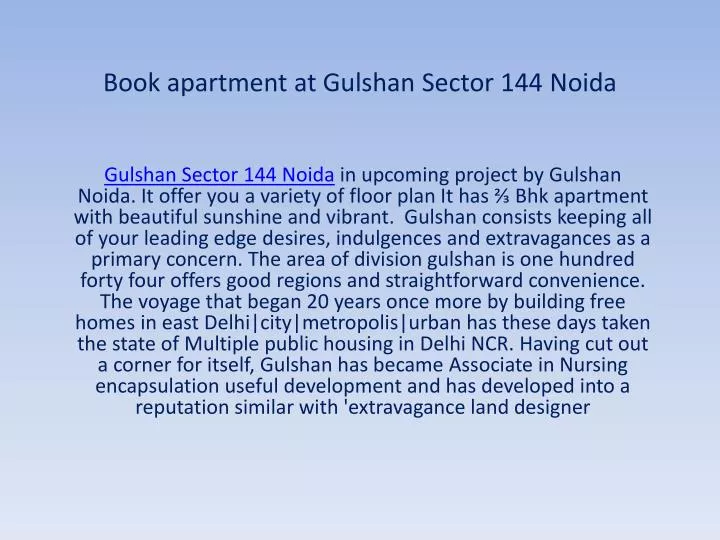 book apartment at gulshan sector 144 noida n.