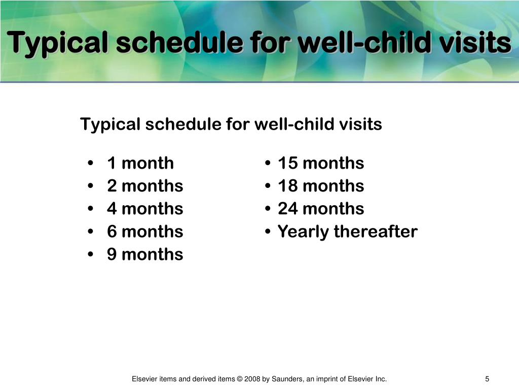 well child visits schedule well child visits schedule