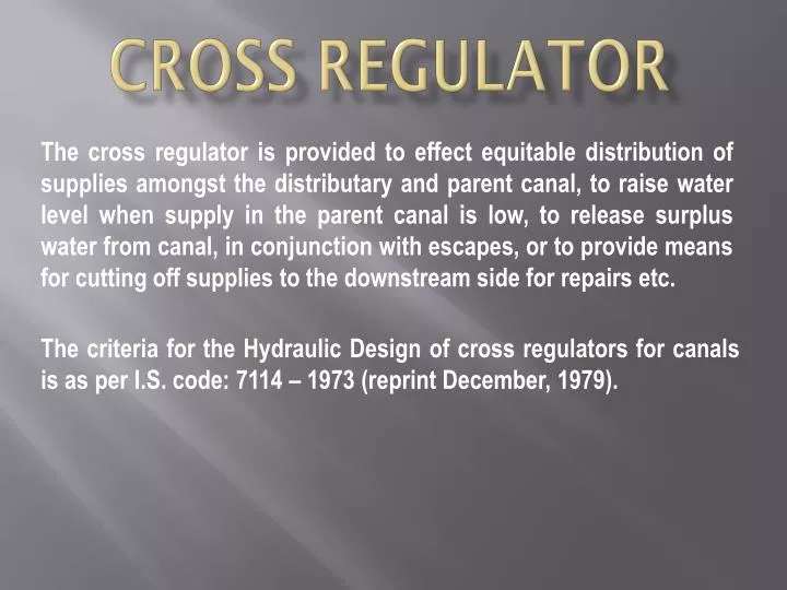 cross regulator n.