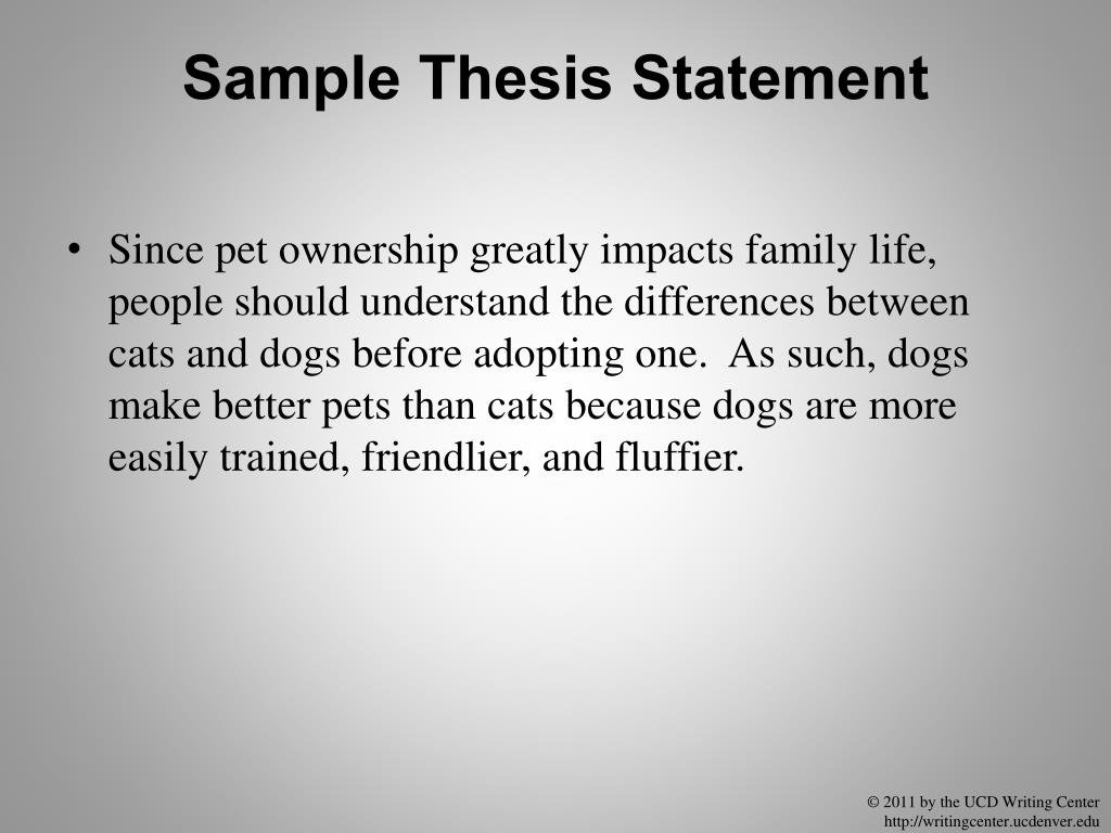example of thesis statement about dogs