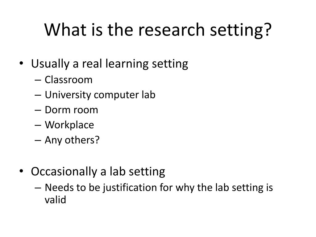 what is the setting in a research study
