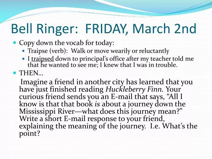 bell ringer friday march 2nd n.