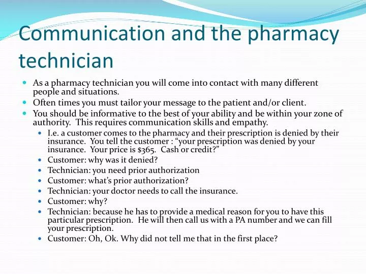 PPT - Communication And The Pharmacy Technician PowerPoint Presentation ...