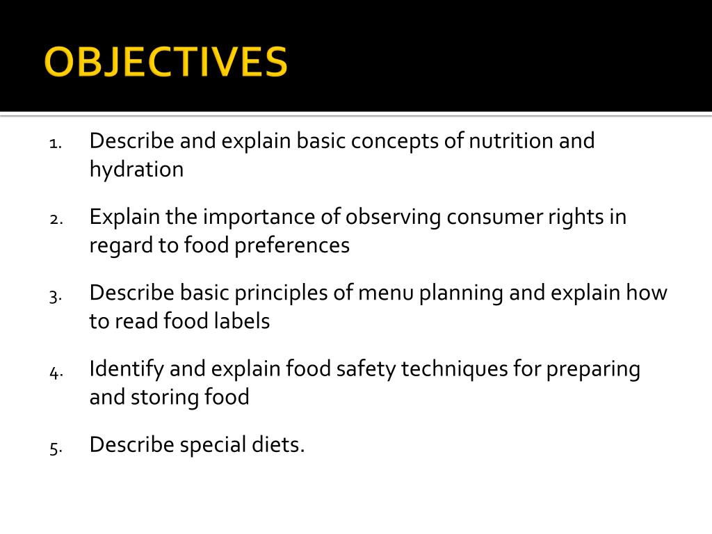 objectives in food research
