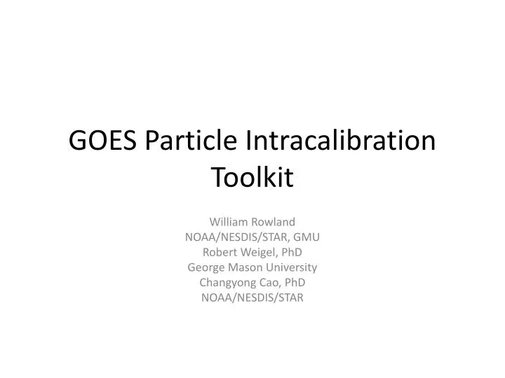 goes particle intracalibration toolkit n.