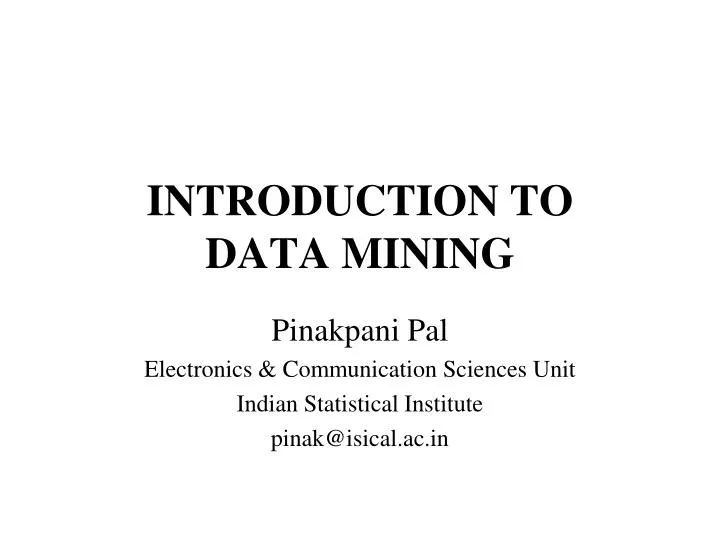 introduction to data mining n.