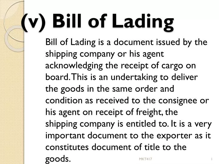 Types of bill of lading
