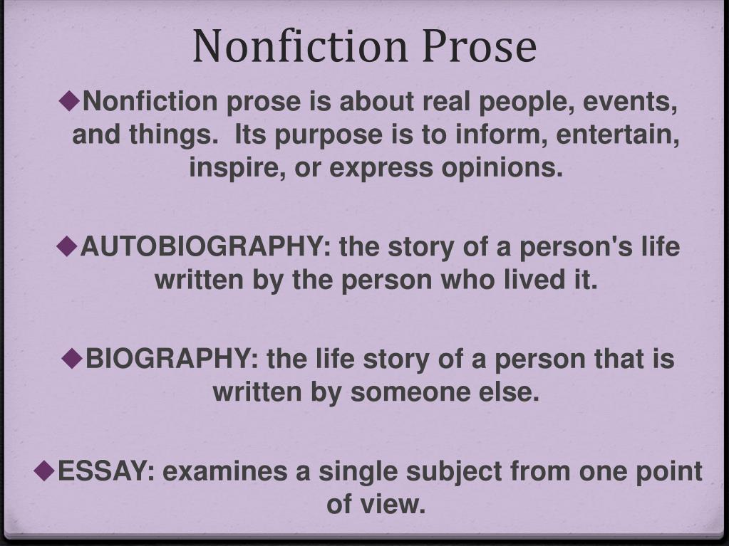 prose nonfiction biography examples