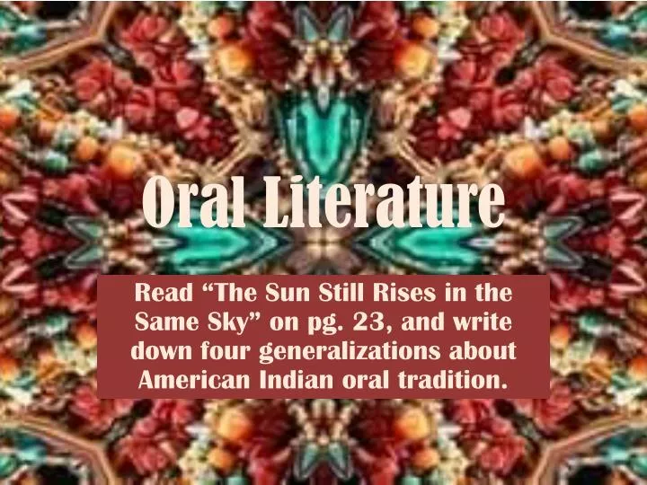 what is oral literature research