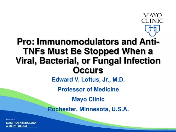 PPT Edward V. Loftus, Jr., M.D. Professor of Medicine Mayo Clinic