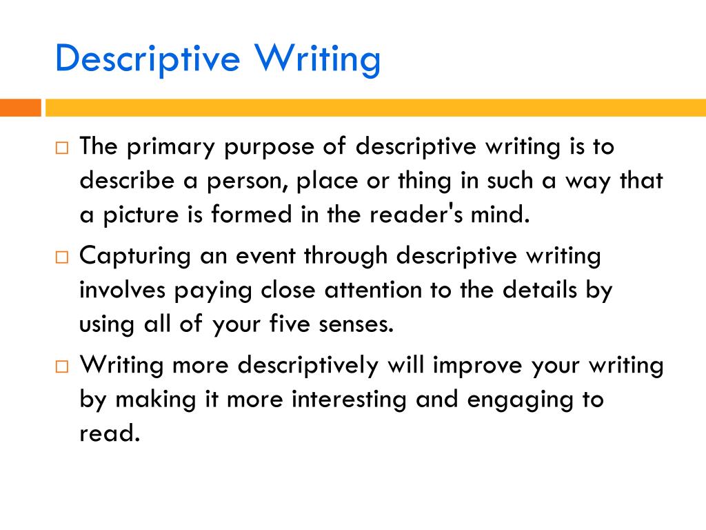 PPT - Descriptive Writing PowerPoint Presentation, free download -  ID:2170447