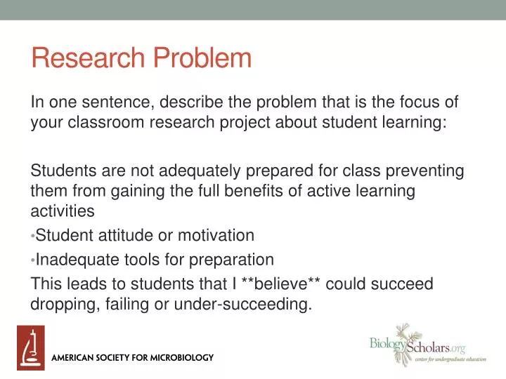 presentation of the research problem