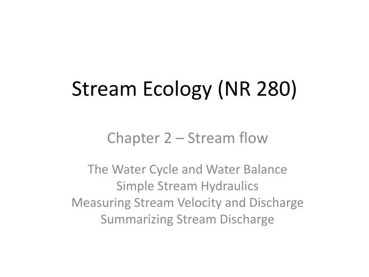stream ecology nr 280 n.