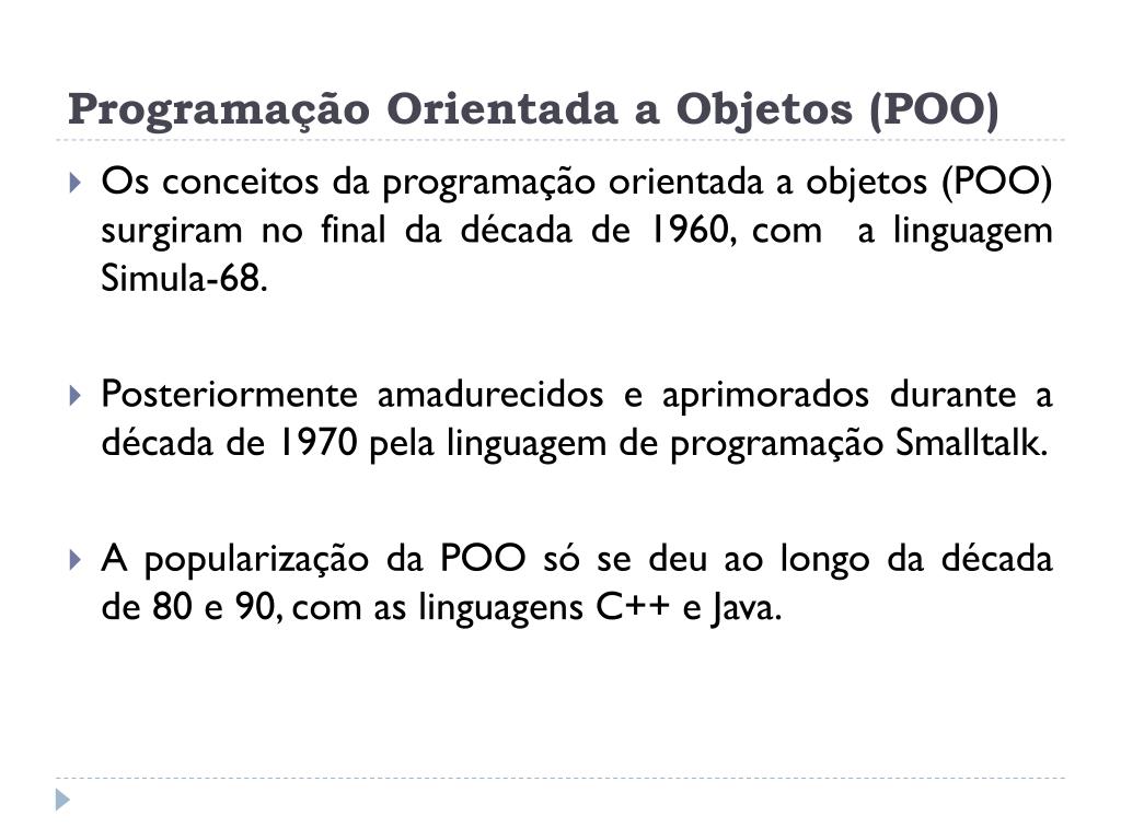 PPT - Programação Orientada à Objetos PowerPoint Presentation, free  download - ID:2008144