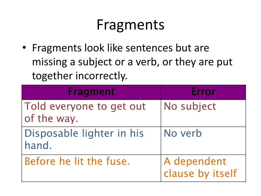 sentence fragments