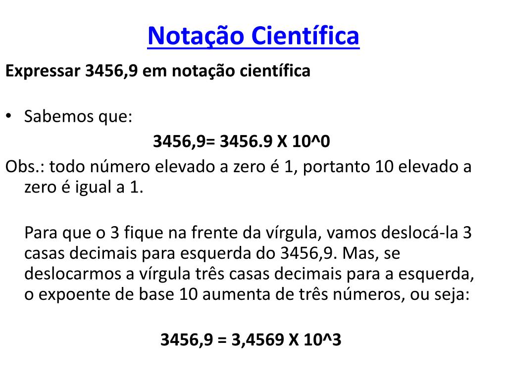 Notação Científica - Conversão da Notação decimal para notação