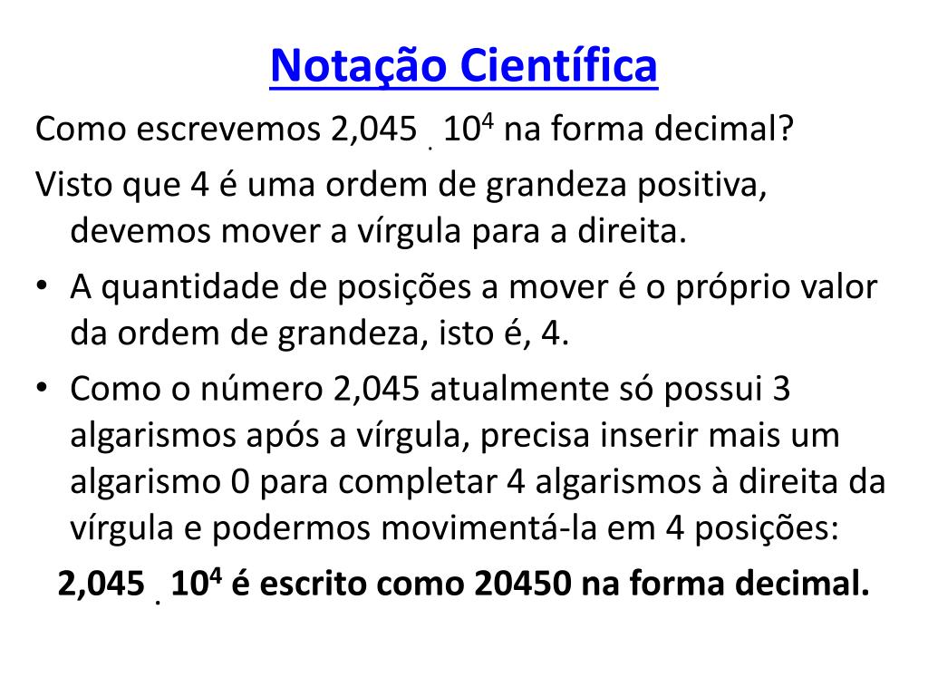 Como mudar de posição a vírgula na notação científica - Estudo Kids